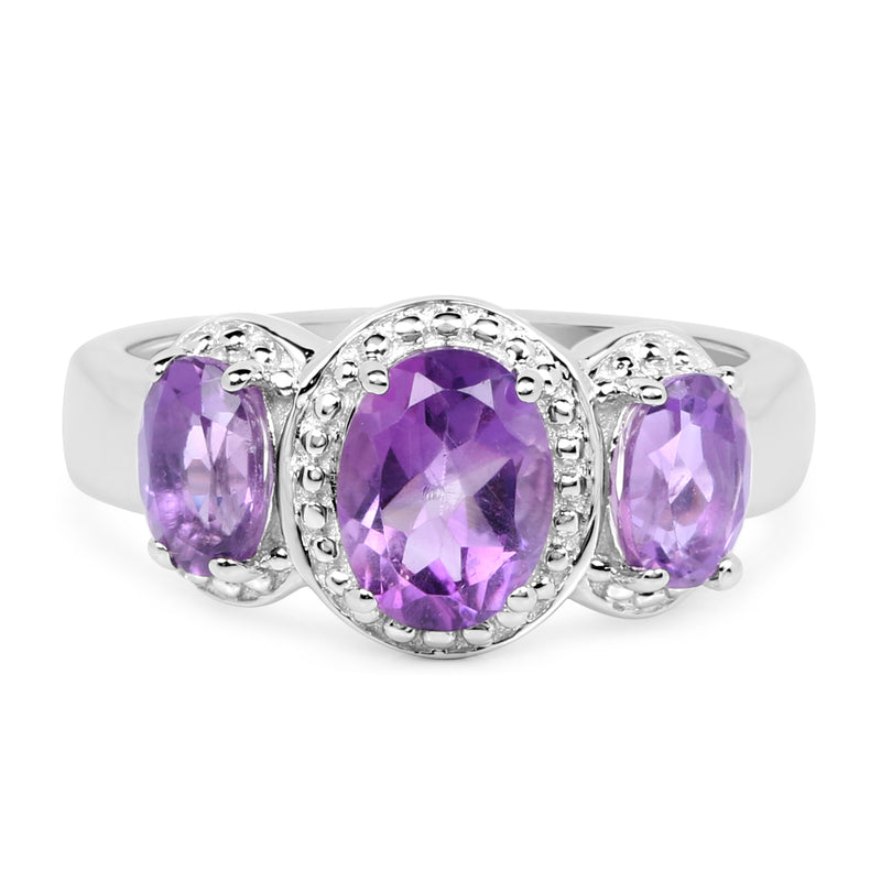 2.01 Carat Genuine  Amethyst .925 Sterling Silver Ring