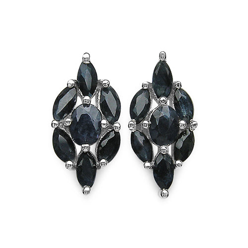 1.88 Carat Genuine Blue Sapphire .925 Sterling Silver Earrings