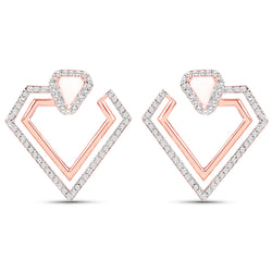 14K Rose Gold Plated 2.36 Carat Genuine Pink Opal and White Topaz .925 Sterling Silver Earrings