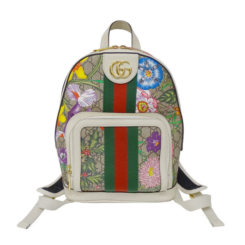 Gucci GUCCI Bag Ladies Rucksack Backpack Day Off Deer Flora 547965 White Flower
