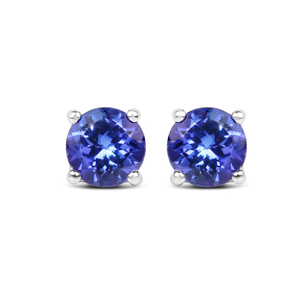 0.94 Carat Genuine Tanzanite 14K White Gold Earrings