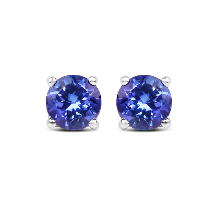 0.94 Carat Genuine Tanzanite 14K White Gold Earrings