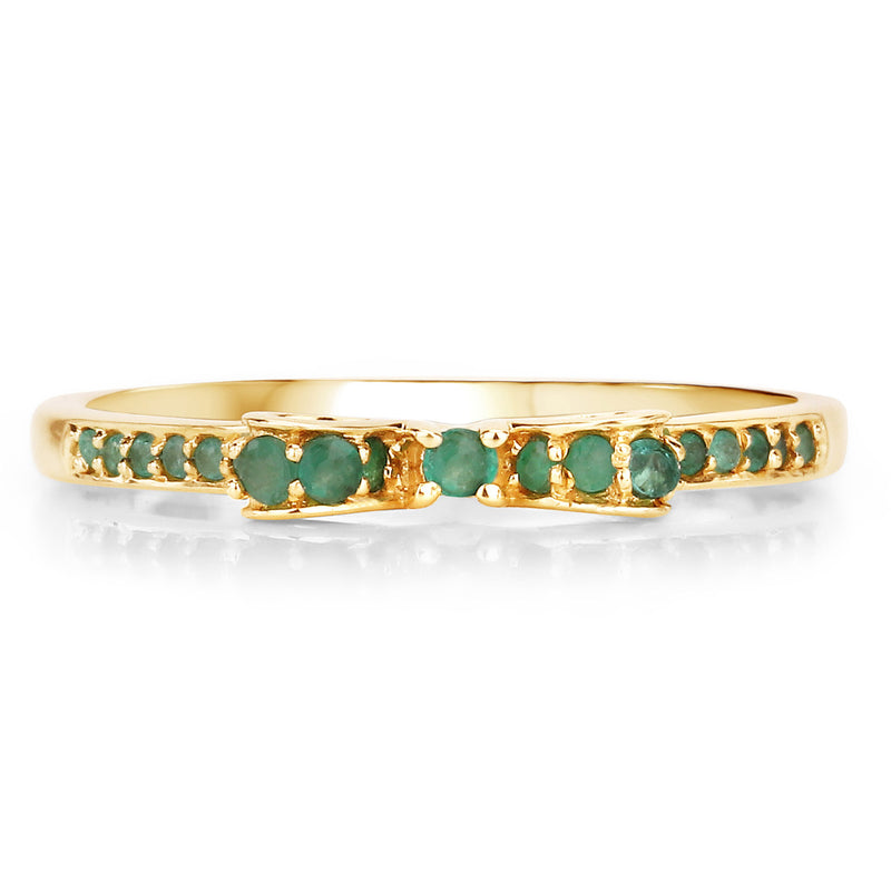 0.27 Carat Genuine Zambian Emerald 14K Yellow Gold Ring