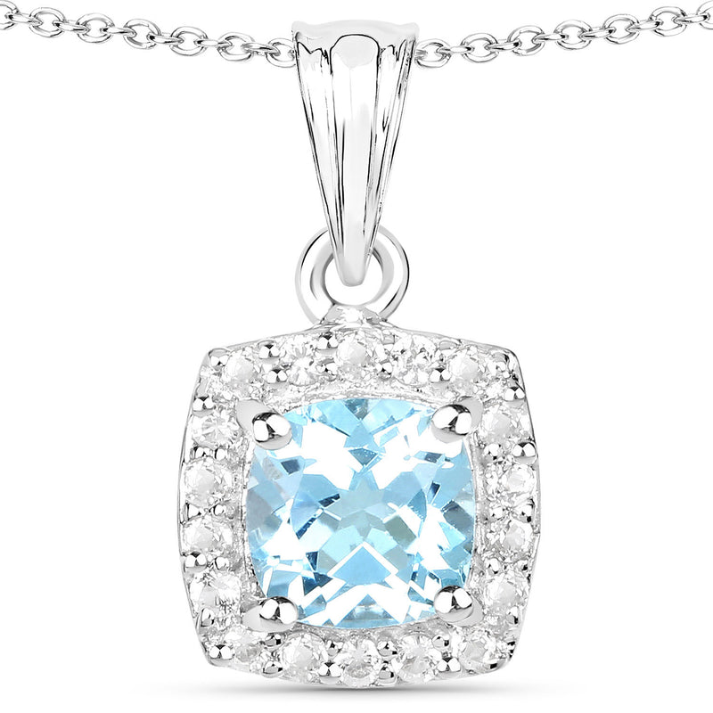 4.62 Carat Genuine Blue Topaz and White Topaz .925 Sterling Silver 3 Piece Jewelry Set (Ring, Earrings, and Pendant w/ Chain)