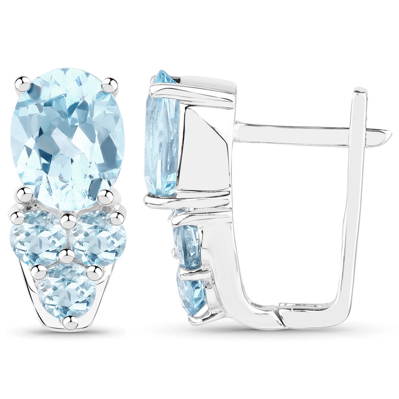 7.02 Carat Genuine Blue Topaz .925 Sterling Silver Earrings