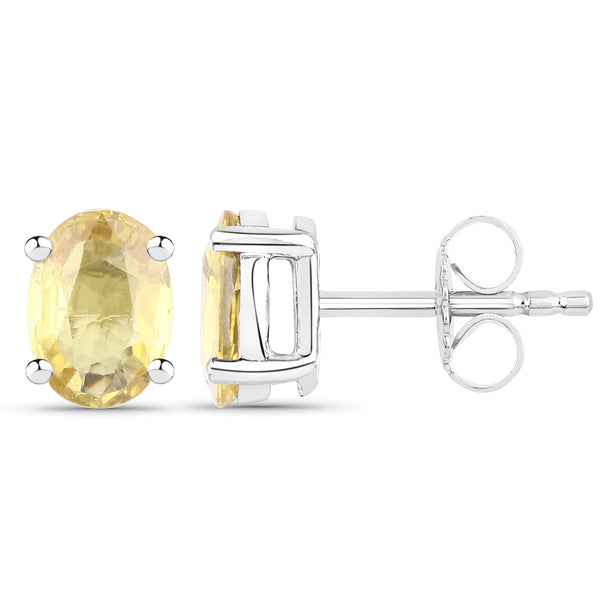 2.00 Carat Genuine Yellow Sapphire .925 Sterling Silver Earrings