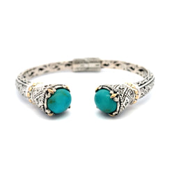 Turquoise Cuff Bracelet Sterling Silver 18KT Gold