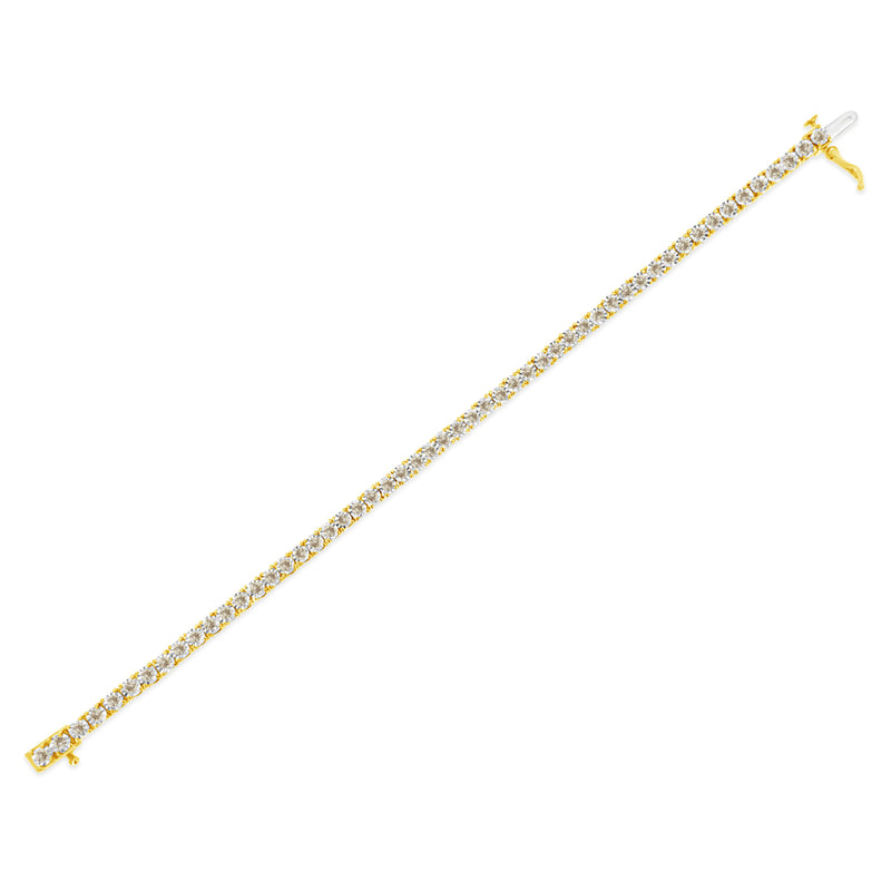 14K Yellow Gold Plated .925 Sterling Silver 3.0 Cttw Miracle-Set Diamond Tennis Bracelet (L-M Color, I2-I3 Clarity) - 7.25"