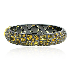 Citrine Gemstone 26.95ct Diamond18k Gold 925 Sterling Silver Bangle Jewelry