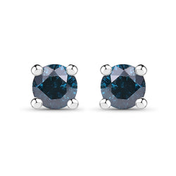 0.21 Carat Genuine Blue Diamond .925 Sterling Silver Earrings