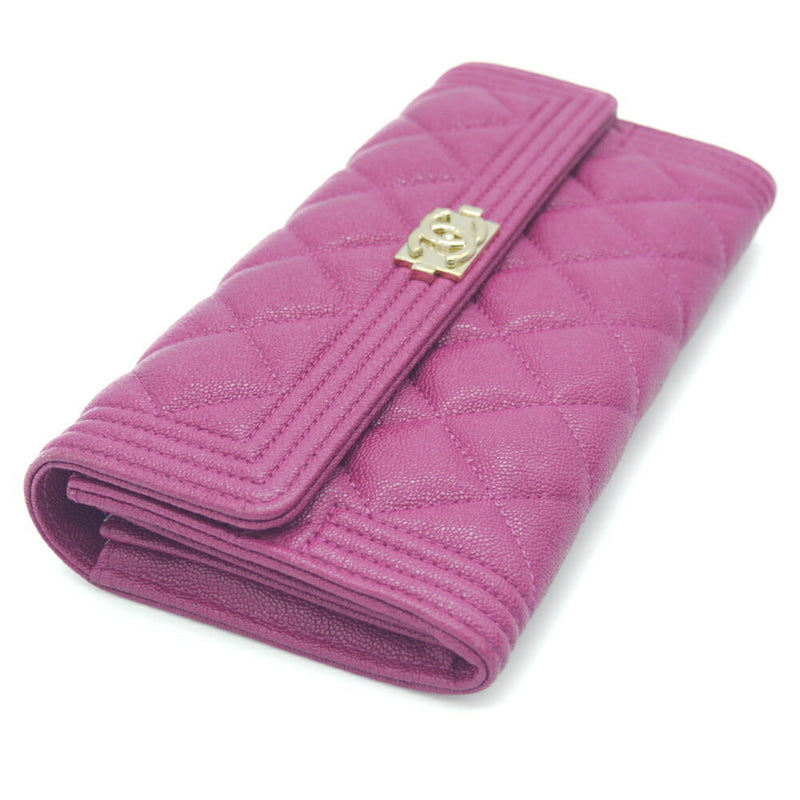 CHANEL Boy Chanel flap caviar skin long wallet A80286 B00317 N5030 pink