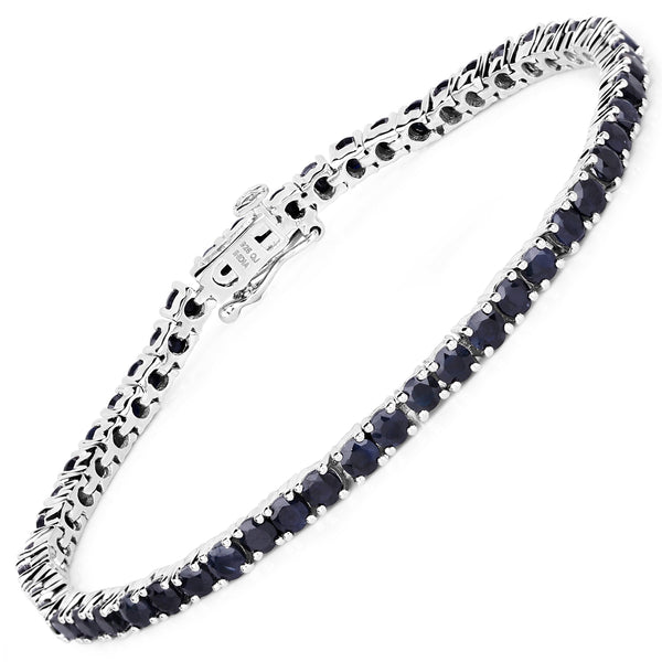 6.89 Carat Genuine Black Sapphire .925 Sterling Silver Bracelet