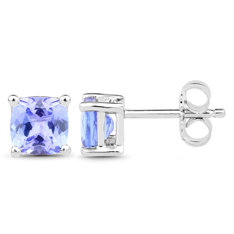 1.50 Carat Genuine Tanzanite .925 Sterling Silver Earrings