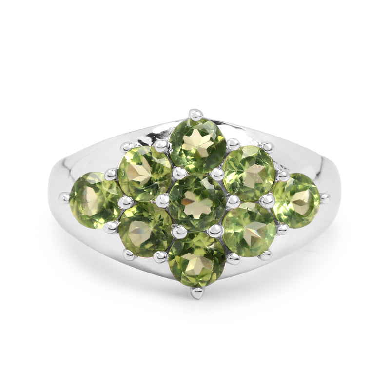 2.16 Carat Genuine Peridot .925 Sterling Silver Ring