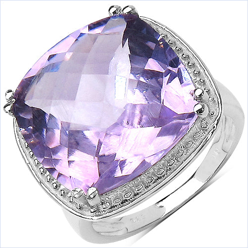 11.93 Carat Genuine Amethyst .925 Sterling Silver Ring