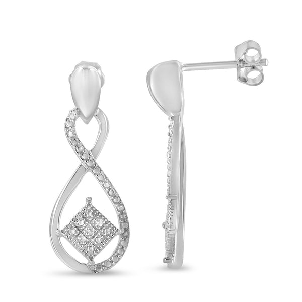 Sterling Silver Round Cut Diamond Infinity Earrings (0.04 cttw, H-I Color, I2-I3 Clarity)