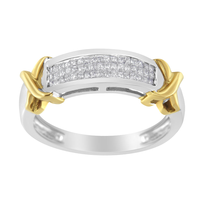 10K Two-Toned 1/3ct TDW Princess cut Diamond Band Ring (H-ISI1-SI2)