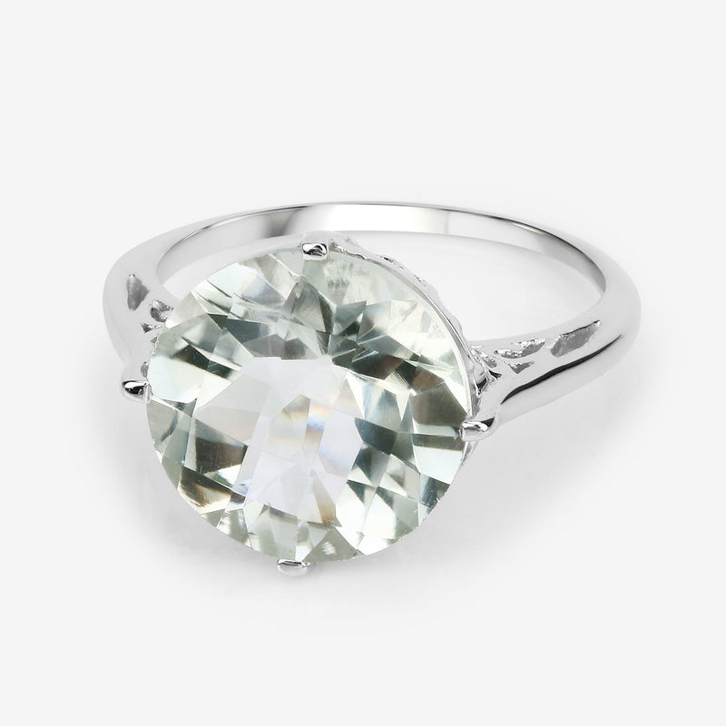 5.55 Carat Genuine Green Amethyst .925 Sterling Silver Ring