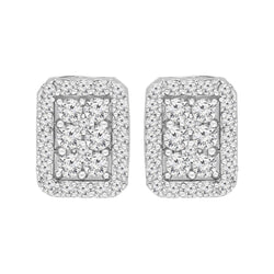 Sterling Silver Round Cut Box Stud Earrings (1 cttw, I-J Color, I2-I3 Clarity)