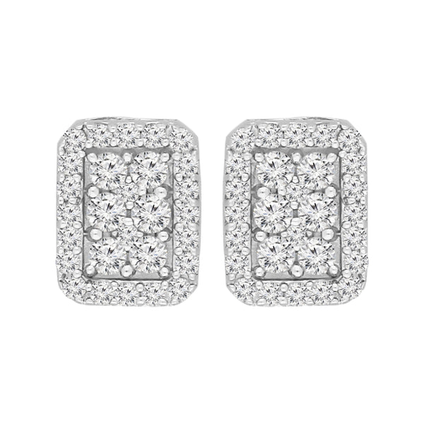 Sterling Silver Round Cut Box Stud Earrings (1 cttw, I-J Color, I2-I3 Clarity)