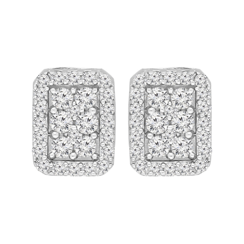 Sterling Silver Round Cut Box Stud Earrings (1 cttw, I-J Color, I2-I3 Clarity)