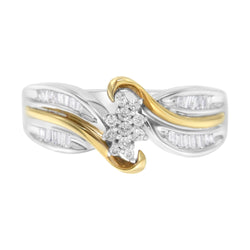 14kt Two-Toned 1/3ct TDW Round and Baguette cut Diamond Ring (H-ISI2-I1)