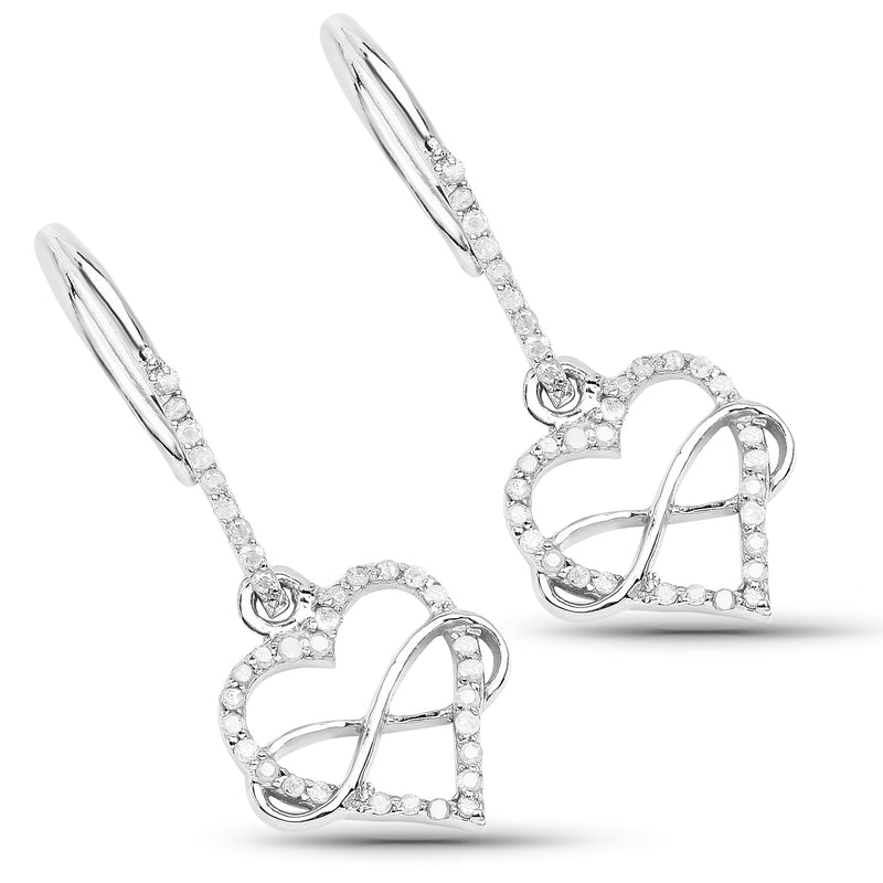 0.36 Carat Genuine White Diamond .925 Sterling Silver Earrings