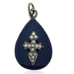 0.12 ct Diamond 925 Sterling Silver Enamel Cross Pendant Gift Jewelry