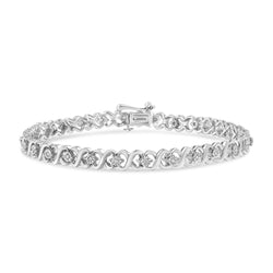 .925 Sterling Silver 1/6 Cttw Miracle Set Diamond Infinity Link and Station Tennis Bracelet (I-J Color, I3 Clarity) - 7.25 " Inches