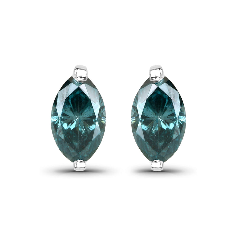 0.61 Carat Genuine Blue Diamond 14K White Gold Earrings