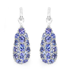 3.32 Carat Genuine Tanzanite .925 Sterling Silver Earrings