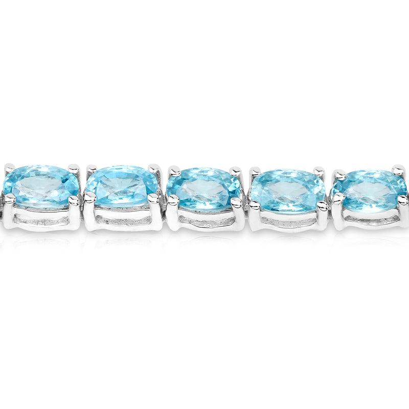 11.55 Carat Genuine Blue Zircon .925 Sterling Silver Bracelet