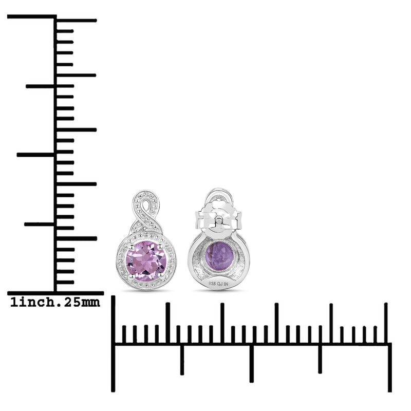 1.46 Carat Genuine Amethyst .925 Sterling Silver Earrings