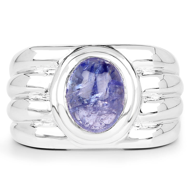 3.55 Carat Genuine Tanzanite .925 Sterling Silver Ring