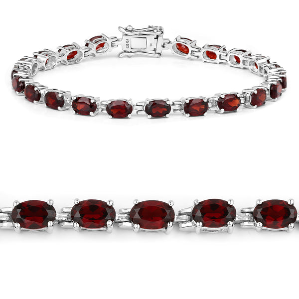 11.22 Carat Genuine Garnet .925 Sterling Silver Bracelet