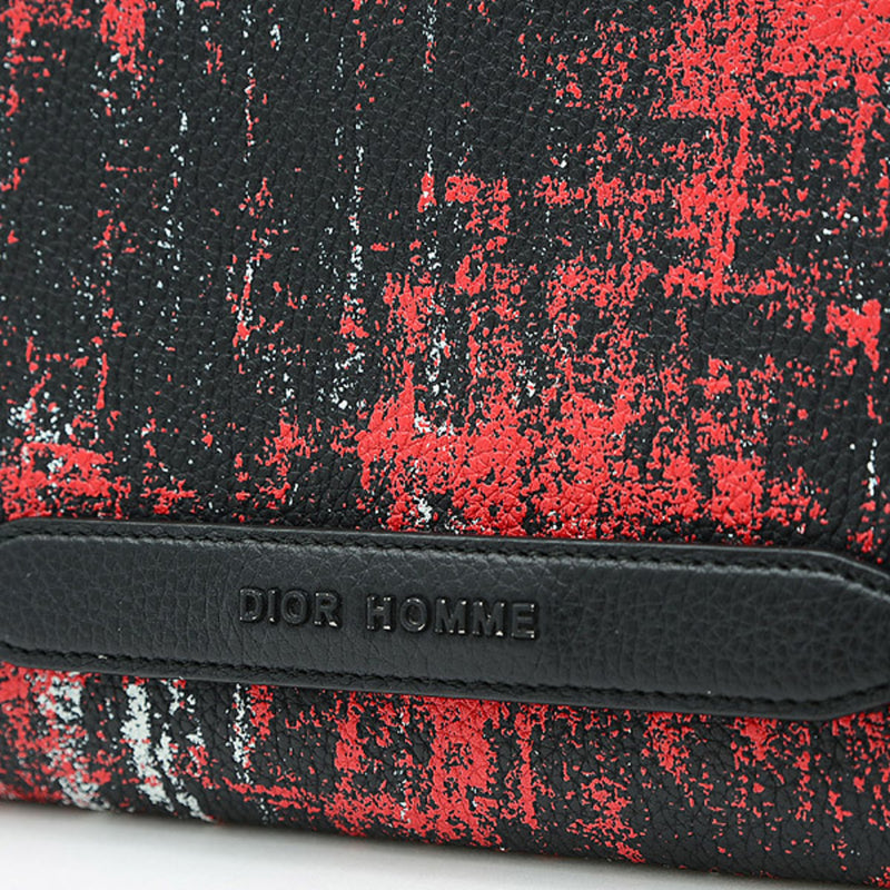 Dior Homme Clutch Bag Leather Red Black