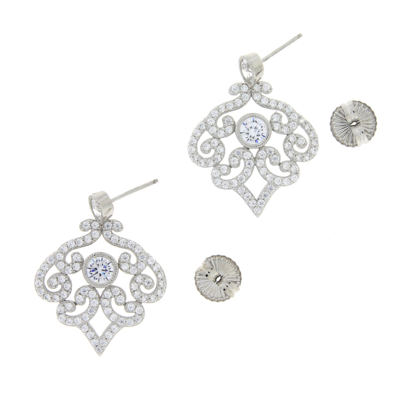 Natural Cubic Zirconium Dangle Earrings Sterling Silver