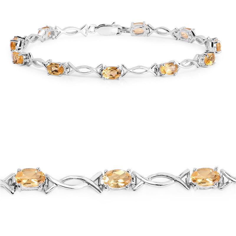 4.30 Carat Genuine Citrine .925 Sterling Silver Bracelet