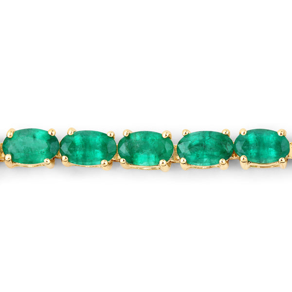 6.46 Carat Genuine Zambian Emerald 14K Yellow Gold Bracelet