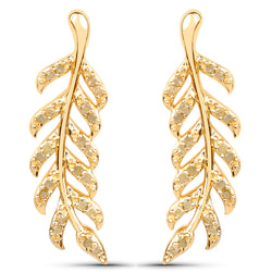 18K Yellow Gold Plated 0.24 Carat Genuine Yellow Diamond .925 Sterling Silver Earrings