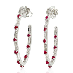 Ruby Huggie Earrings 925 Sterling Silver Jewelry