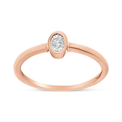 14K Rose Gold Plated .925 Sterling Silver 1/20 Cttw Miracle Set Diamond Ring (J-K Color, I1-I2 Clarity) - Size 6