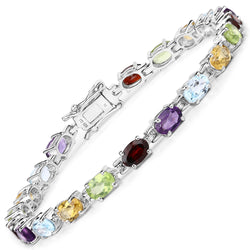 9.20 Carat Genuine Multi Stones .925 Sterling Silver Bracelet