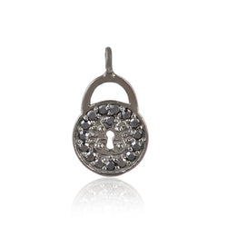 0.16ct Pave Diamond Padlock Charm Pendant 925 Sterling Silver Jewelry