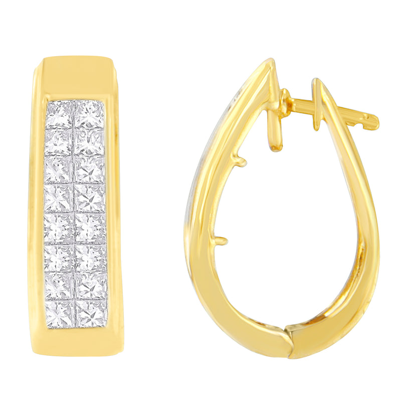 14K Yellow Gold 1 cttw Princess Cut Diamond Earrings (H-I, VS1-VS2)