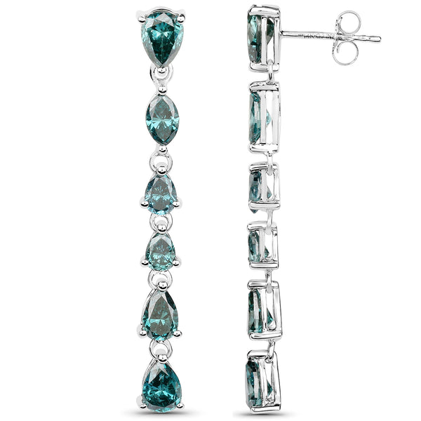 4.81 Carat Genuine Blue Diamond 14K White Gold Earrings