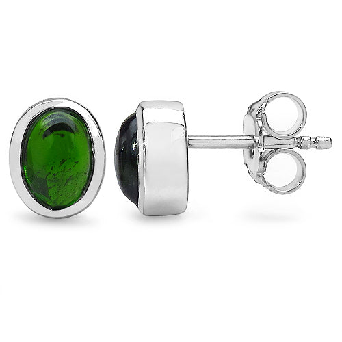 2.40 Carat Genuine Chrome Diopside .925 Sterling Silver Earrings