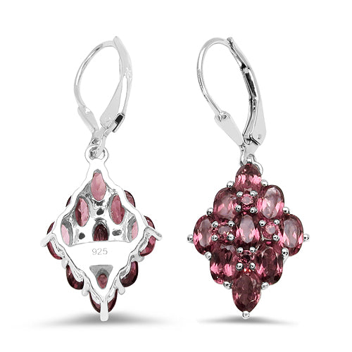 5.36 Carat Genuine Rhodolite .925 Sterling Silver Earrings