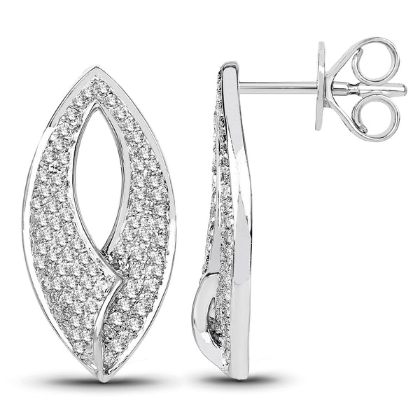 0.62 Carat Genuine White Diamond 14K White Gold Earrings (E-F Color, SI Clarity)