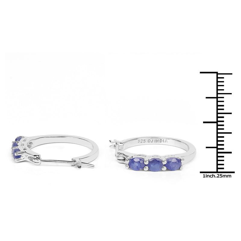 1.32 Carat Genuine Blue Sapphire .925 Sterling Silver Earrings